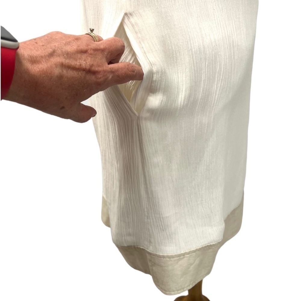 Diane Von Furstenberg Ivory Silk Blend Crepe Scoop Neck Sleeveless Dress Size 4 - Picture 8 of 10